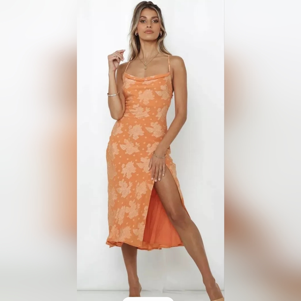 Rosedress Midi Cocktail Party Summer Dress Orange Size Small NWOT